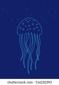 Jellyfish under water. Marine life. Vector illustration