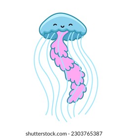 Jellyfish underwater marine animal character for kids game or education