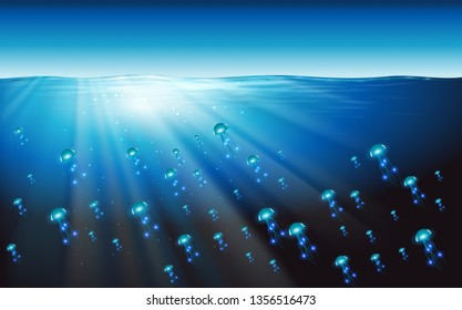 jellyfish at underwater in ocean