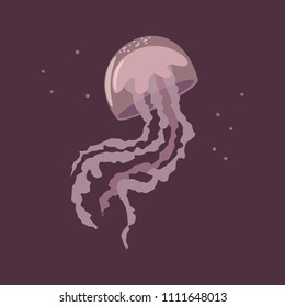 Jellyfish vector cartoon flat illustration isolated on background.
