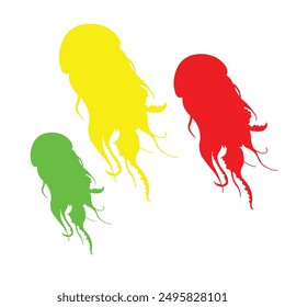 jellyfish vector design with bright colors and white background