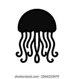 jellyfish vector design, jellyfish icon, jellyfish logo, jellyfish sticker, black and white design.