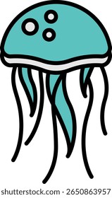 Jellyfish Vector Filled Icon Illustration