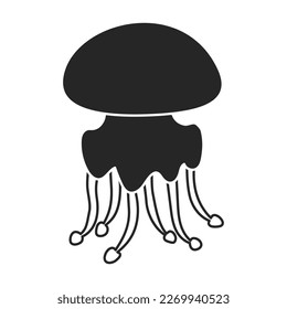 Jellyfish vector icon. Black vector icon isolated on white background jellyfish.