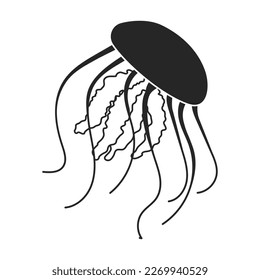 Jellyfish vector icon. Black vector icon isolated on white background jellyfish.