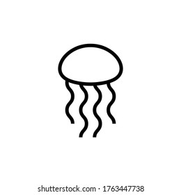 Jellyfish vector icon in black line style icon, style isolated on white background
