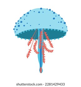 Jellyfish vector icon. Cartoon colorful icon isolated on white background. Beautiful silhouette for tattoo design, festive card, fashion ornaments, logo, children, pattern. Vector illustration.