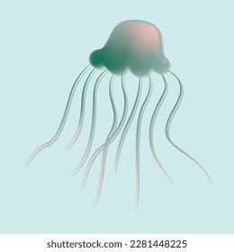 Jellyfish vector icon. Cartoon flat medusa illustration isolated on white background. Seafood shop logo, signboard, restaurant menu, fish market, banner, poster design template. Fresh seafood