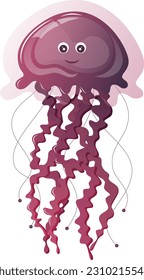 Icono vector de medusas. Personaje de dibujos animados. Vector submarino Ilustración.