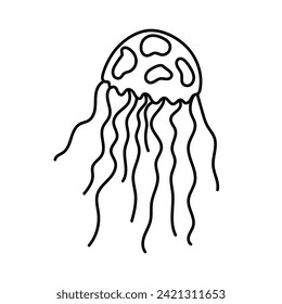 Jellyfish vector icon in doodle style. Symbol in simple design. Cartoon object hand drawn isolated on white background.