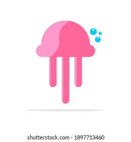 Jellyfish vector icon. Flat vector illustration with transparent background