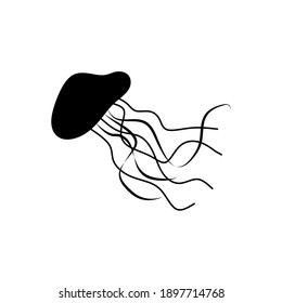Jellyfish vector icon. Flat vector illustration in black color with transparent background