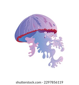Jellyfish vector icon. Vector illustration of a colorful jellyfish on a white background.