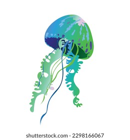 Jellyfish vector icon. Vector illustration of a colorful jellyfish on a white background.