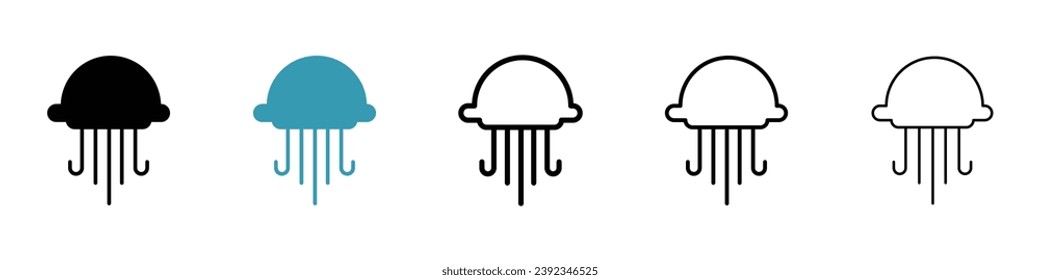 Jellyfish vector icon set. Jellyfish sign in black and white color.