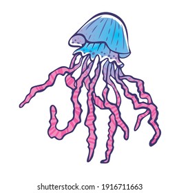 Jellyfish vector icon.Cartoon vector icon isolated on white background jellyfish.
