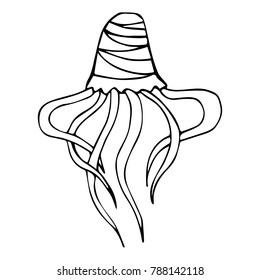 Jellyfish vector illustration background. Doodle style. Design, print, decor, textile, paper