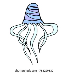 Jellyfish vector illustration background. Doodle style. Design, print, decor, textile, paper