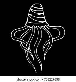 Jellyfish vector illustration background. Doodle style. Design, print, decor, textile, paper