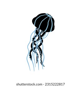 Jellyfish vector illustration isolated on white background. Sea life drawing.