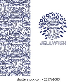 Jellyfish vector illustration. Marine background.