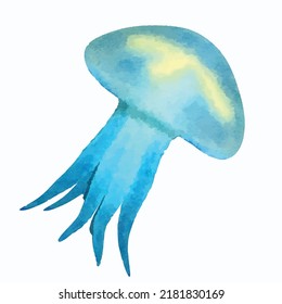 Jellyfish vector illustration Medusa isolated on white background Oceanic fauna Marine style Hand drawn picture for greeting card logo or decoration