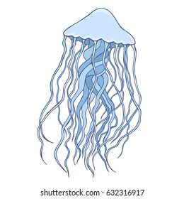 Jellyfish vector illustration. Seamless jellyfish texture. Doodle style. Isolated on white background. Hand draw. Cloth, print, design, icon,logo,poster,paper,card, cloth, wrapping, wallpaper. Eps10 
