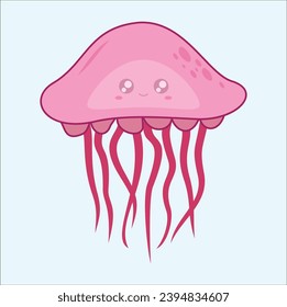 jellyfish vector illustration. Suitable for coloring book, sticker, t-shirt, mug, etc.Eps 10

