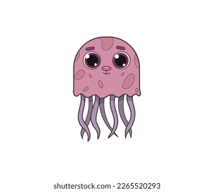 Jellyfish vector isolated color icon. Jellyfish animal vector icon. Jellyfish icon