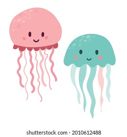 Jellyfish. Vector isolates jellyfish  in cartoon style.