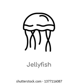 jellyfish vector line icon. Simple element illustration. jellyfish outline icon from summer concept. Can be used for web and mobile