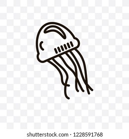 Jellyfish vector linear icon isolated on transparent background, Jellyfish transparency concept can be used for web and mobile