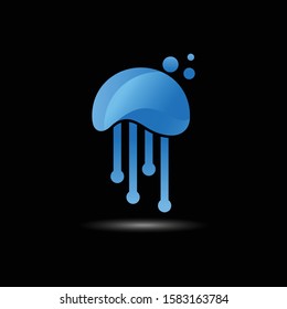 jellyfish vector logo. animal on sea symbol.