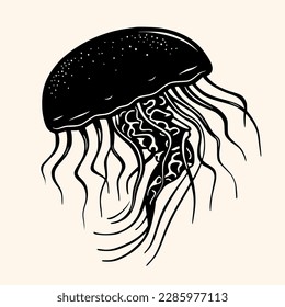 Jellyfish vector for logo or icon, drawing Elegant minimalist style,abstract style Illustration