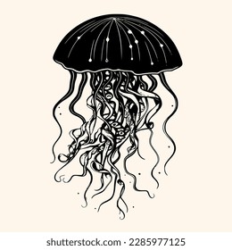 Jellyfish vector for logo or icon, drawing Elegant minimalist style,abstract style Illustration