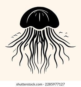 Vector de medusas para logotipo o icono, dibujo Estilo minimalista elegante, estilo abstracto Ilustración