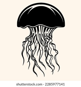 Vector de medusas para logotipo o icono, dibujo Estilo minimalista elegante, estilo abstracto Ilustración