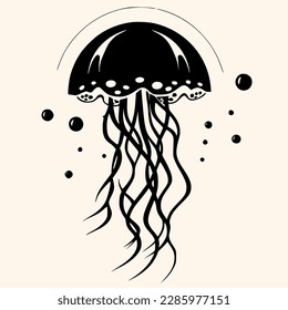 Vector de medusas para logotipo o icono, dibujo Estilo minimalista elegante, estilo abstracto Ilustración