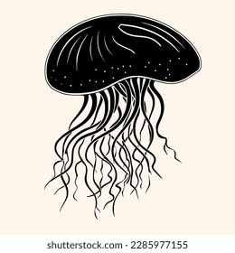 Vector de medusas para logotipo o icono, dibujo Estilo minimalista elegante, estilo abstracto Ilustración