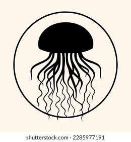 Jellyfish vector for logo or icon, drawing Elegant minimalist style,abstract style Illustration