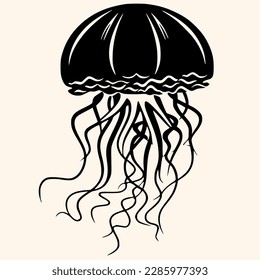 Jellyfish vector for logo or icon, drawing Elegant minimalist style,abstract style Illustration