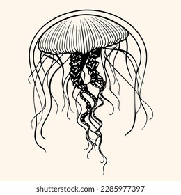 Jellyfish vector for logo or icon, drawing Elegant minimalist style,abstract style Illustration