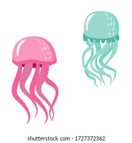 Jellyfish vector. Sea animals vector illustration.