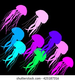 jellyfish vector sea water ocean blue underwater marine nature