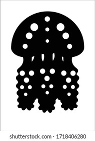 Jellyfish - vector silhouette for logo or pictogram. Stylized vector jellyfish - sign. Black silhouette of midus for an icon, button or corporate identity.