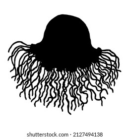 Jellyfish. Vector silhouette wild ocean animal underwater life doodle isolated illustration.