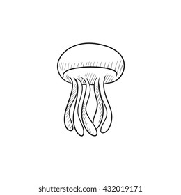 Jellyfish vector sketch icon isolated on background. Hand drawn Jellyfish icon. Jellyfish sketch icon for infographic, website or app.