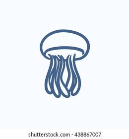 Jellyfish vector sketch icon isolated on background. Hand drawn Jellyfish icon. Jellyfish sketch icon for infographic, website or app.