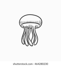 Jellyfish vector sketch icon isolated on background. Hand drawn Jellyfish icon. Jellyfish sketch icon for infographic, website or app.