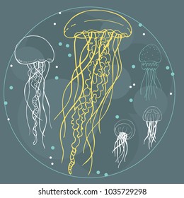 Jellyfish. Vector sketch  illustration.